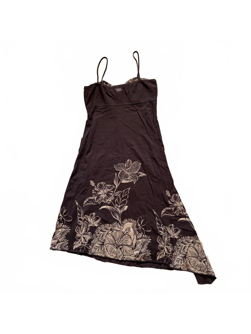 Vintage Roxy Paradise Floral Asymmetrical Midi Dress Hawaiian Women's Large - Picture 2 of 5